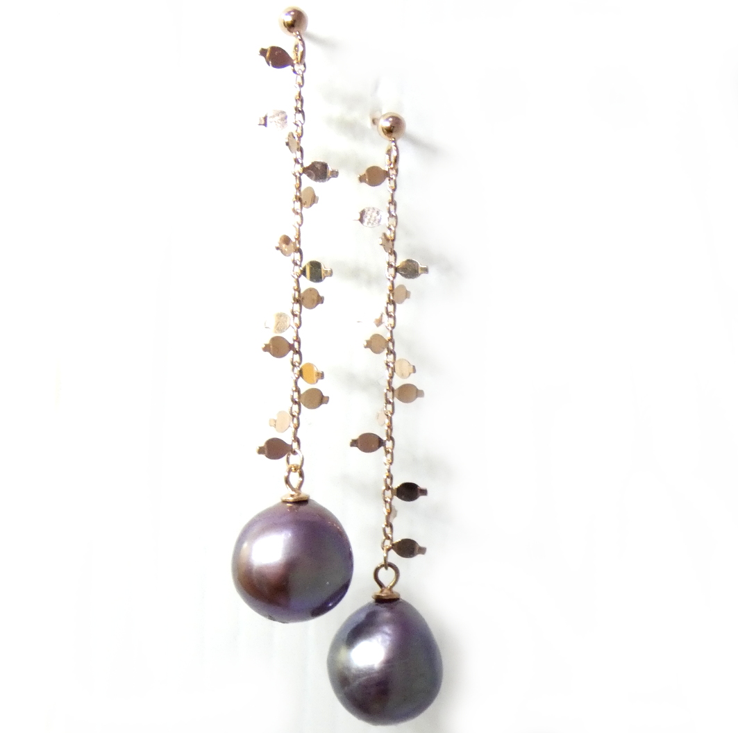 Purple Edison Pearl Fancy ChainEarrings